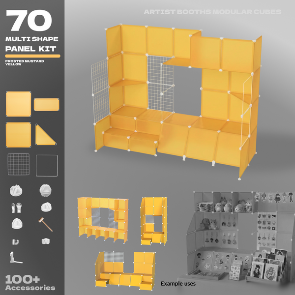 Artistbooths Artist Booth Frosted Mustard Yellow (PMS 135C) 70 Modular Multi Shape Panel & Connector Kit - Artist Booth Table Setup
