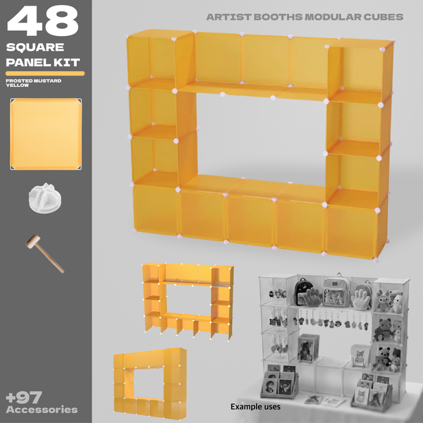 Artistbooths Artist Booth Frosted Mustard Yellow (PMS 135C) 48 Modular Square Panel & Connector Kit - Artist Booth Table Setup