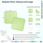 Artistbooths Frosted Avocado Green panel shape range chart with square, triangle, half-square, door, grid and wire panels (35cm)