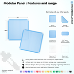 Artistbooths Frosted Blue Sky panel shape range chart with square, triangle, half-square, door, grid and wire panels (35cm)