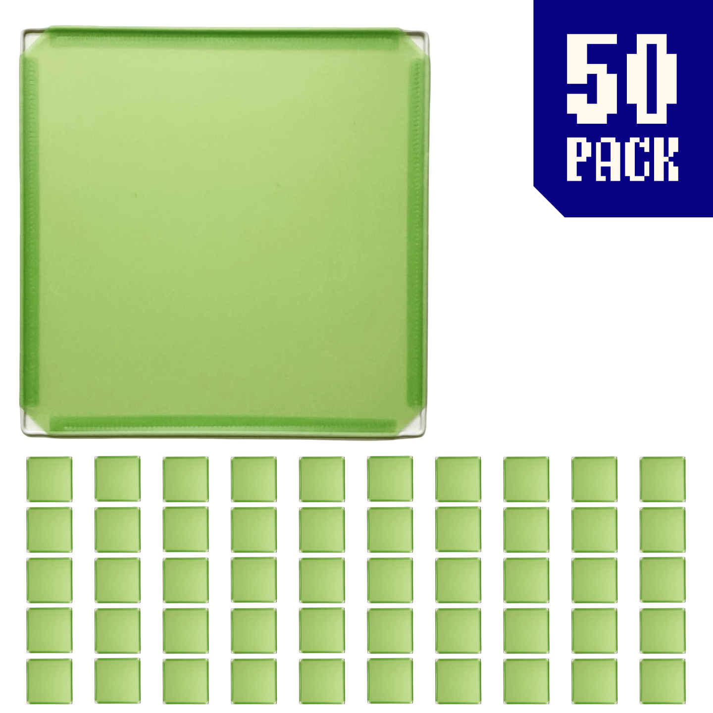 50-pack of Avocado Green BOOF panels for modular artist alley and convention booth connector grid display setups.
