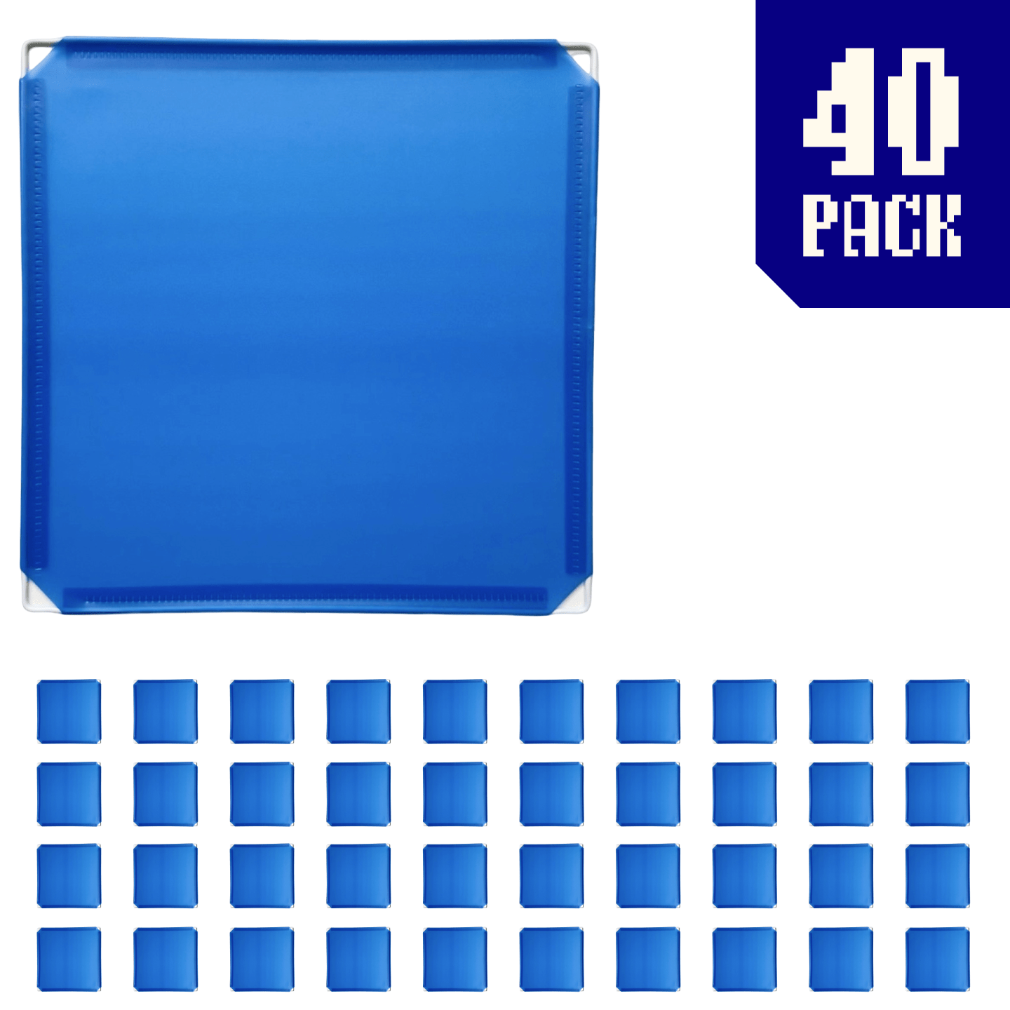 40-pack of Cobalt Blue BOOF panels for modular artist alley and convention booth connector grid display setups.