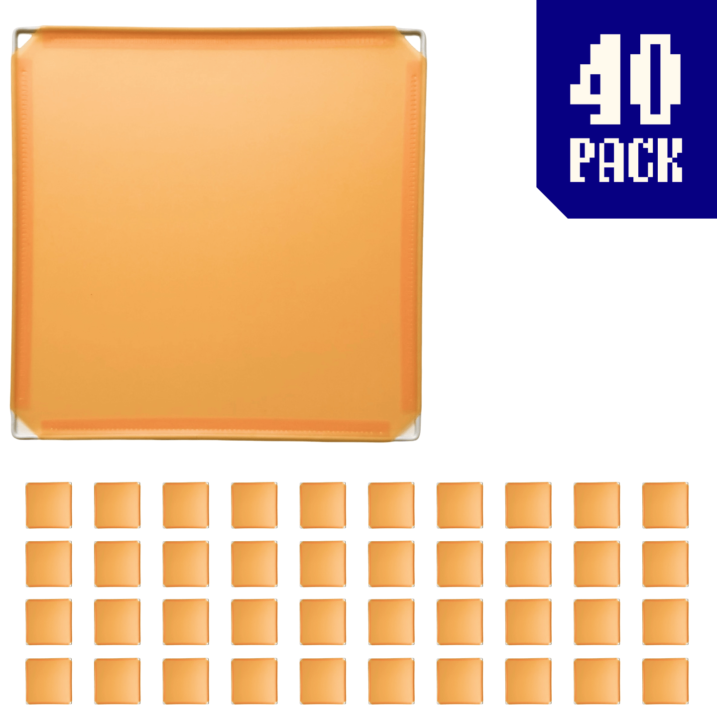 40-pack of Mustard Yellow BOOF panels for modular artist alley and convention booth connector grid display setups.