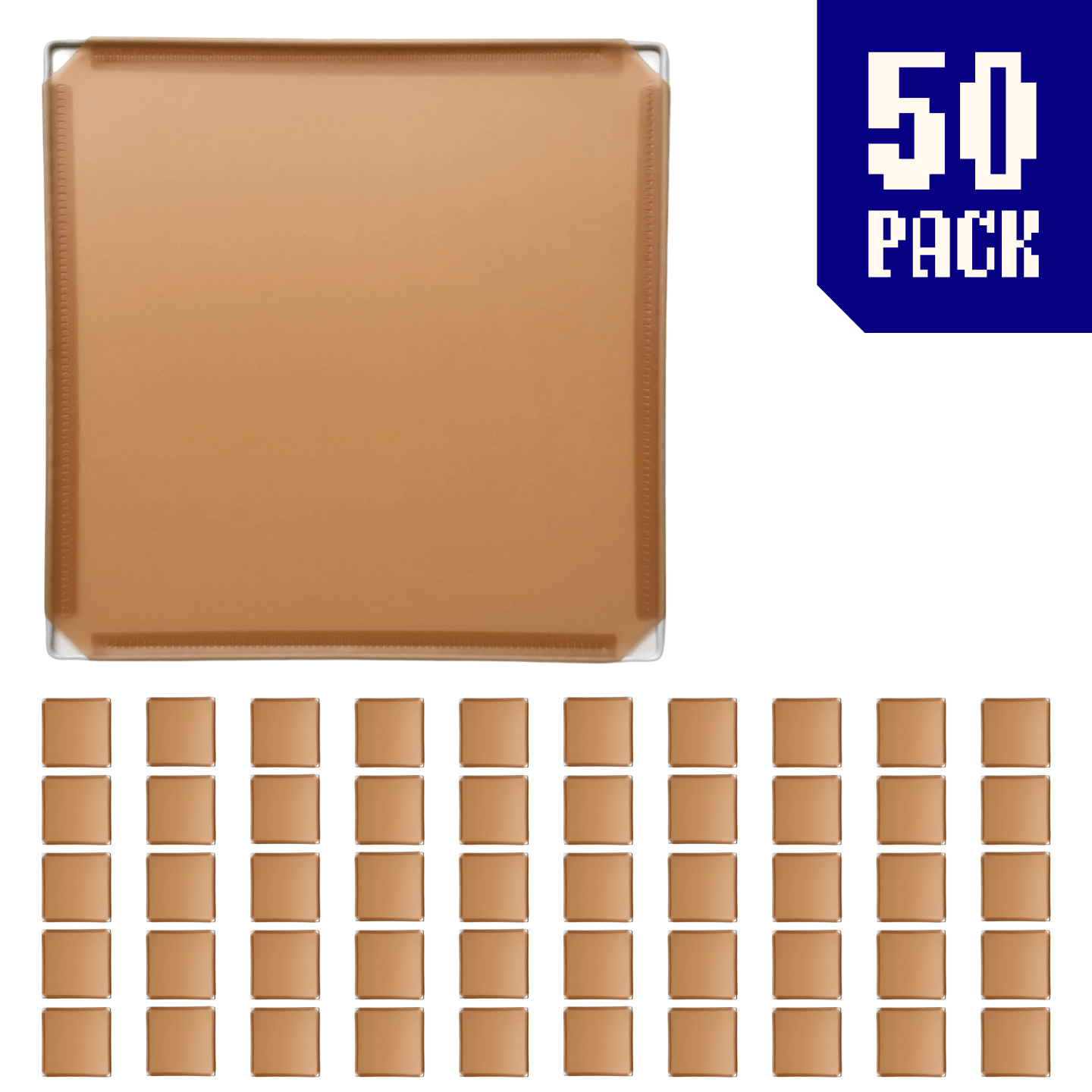 50-pack of Tan Brown BOOF panels for modular artist alley and convention booth connector grid display setups.