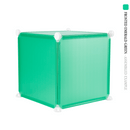 Frosted emerald green square cube panels assembled in front of a white background - perfect for creative and modular artist alley & convention booth setups