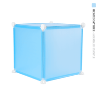 Frosted blue sky square cube panels assembled in front of a white background - perfect for creative and modular artist alley & convention booth setups