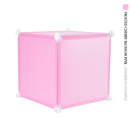 Frosted cherry blossom pink square cube panels assembled in front of a white background - perfect for creative and modular artist alley & convention booth setups
