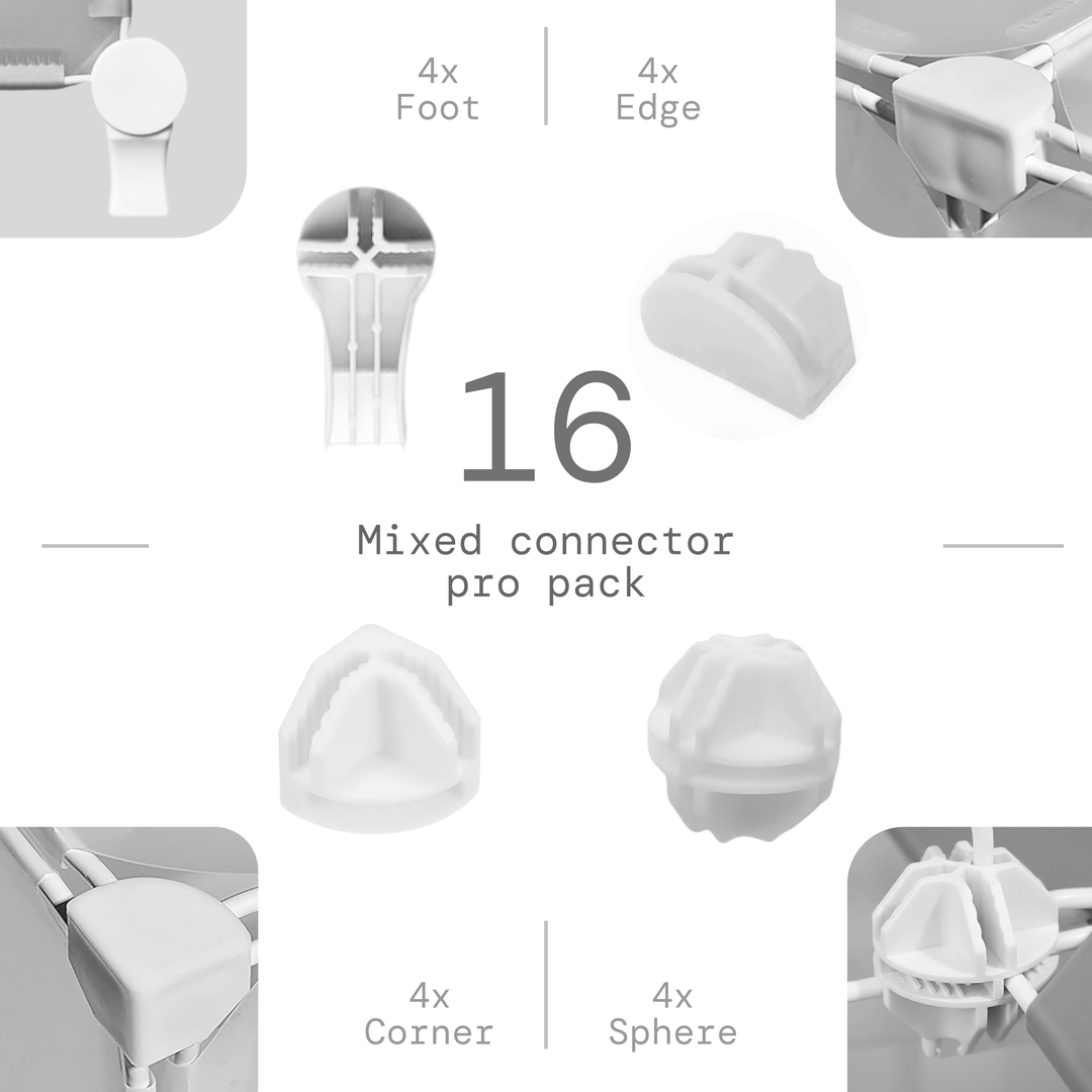 Artistbooths Booth Garage 16 Mixed Connector Pro Pack Connector Pro Expansion Pack - White - Bundle & Save [16/32 mixed pcs]