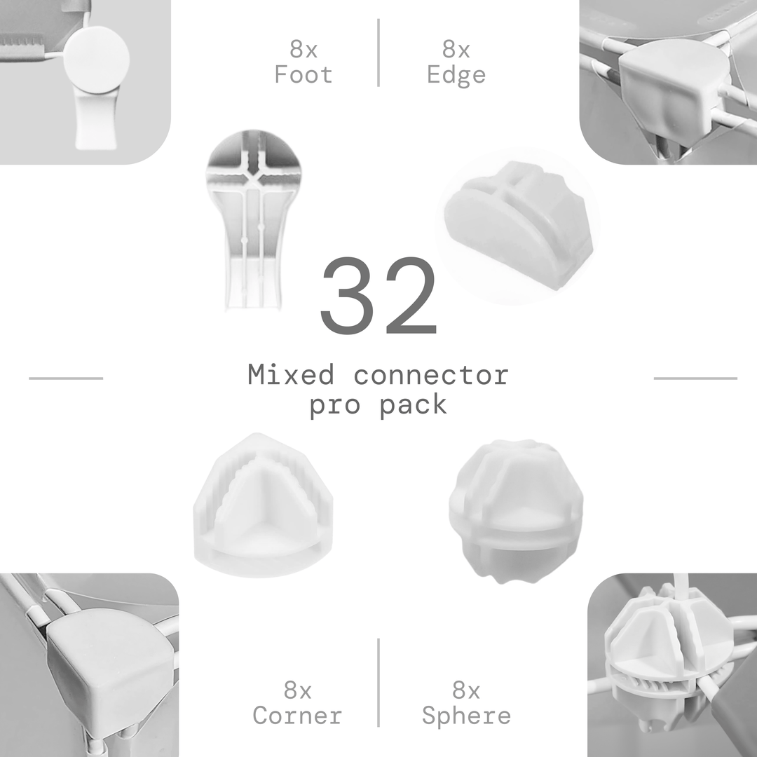 Artistbooths Booth Garage 32 Mixed Connector Pro Pack [Bulk Buy & save 20%] Connector Pro Expansion Pack - White - Bundle & Save [16/32 mixed pcs]