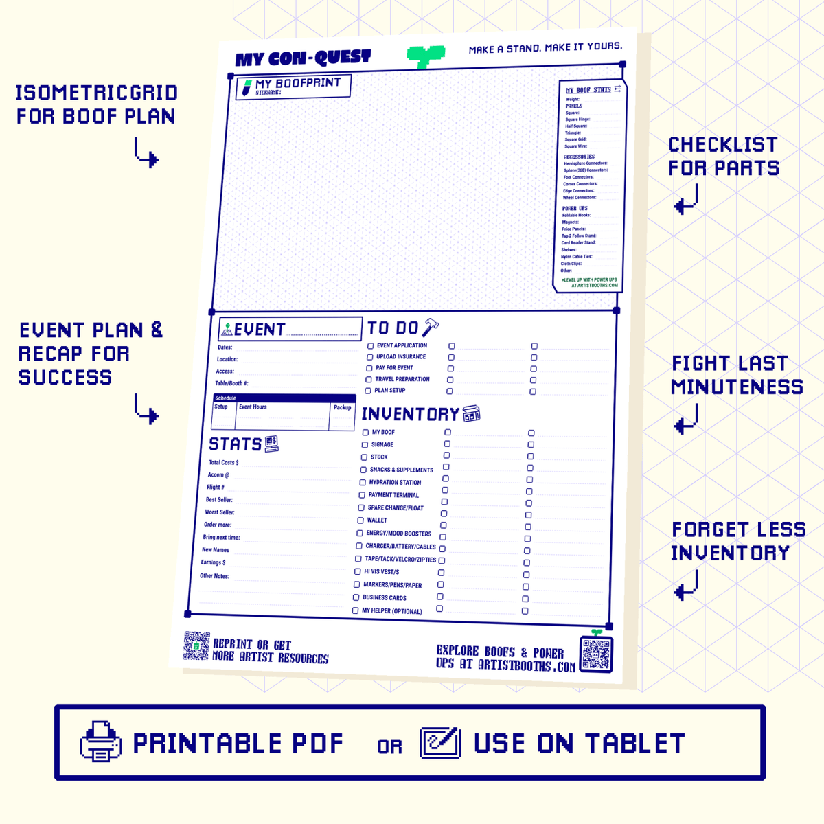 Artistbooths Digital Resource CON-QUEST: Event Checklist & Planner