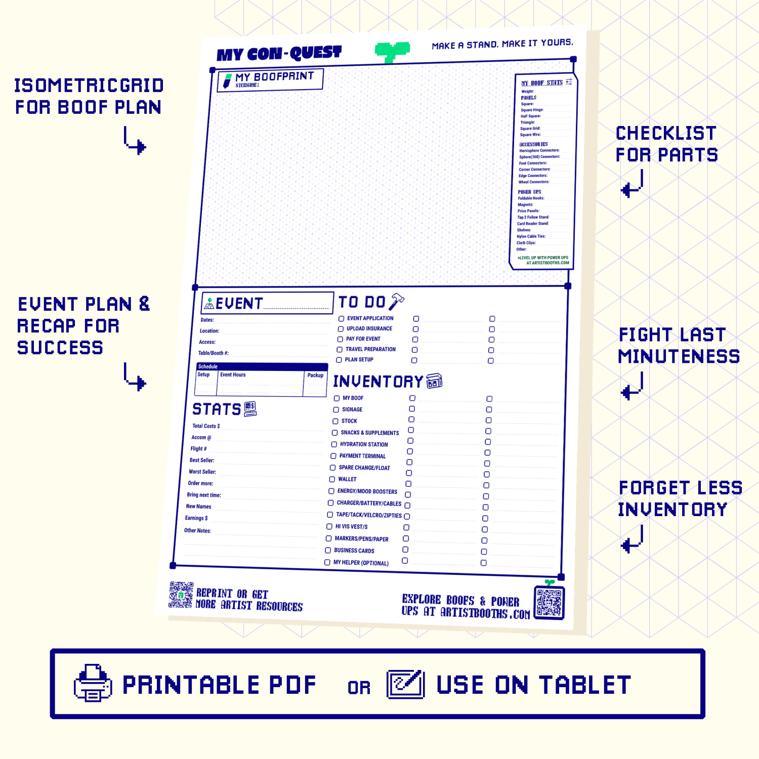 Artistbooths Digital Resource CON-QUEST: Event Checklist & Planner