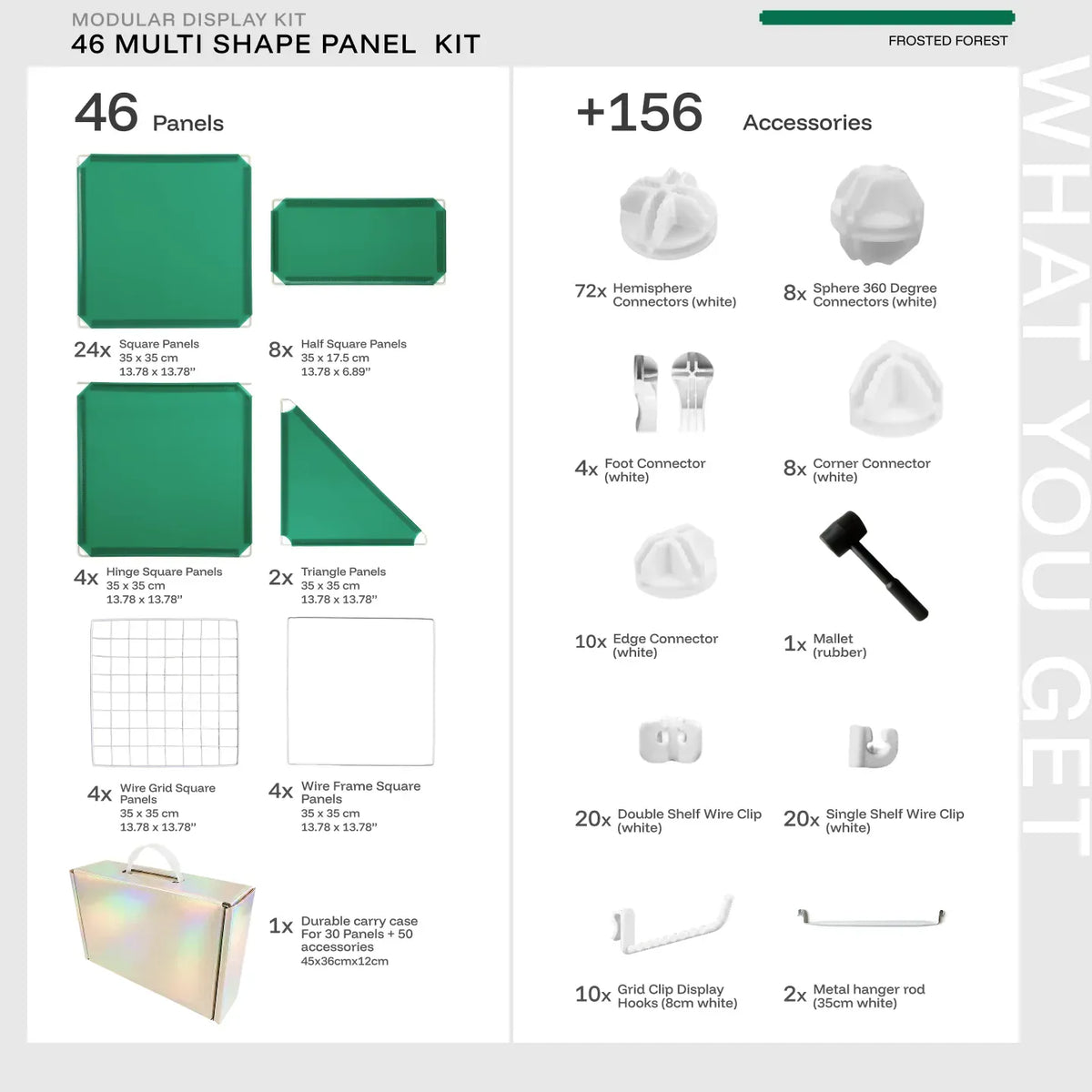 Forest Shapeshift Base 46-panel kit — what's included: 46 multi-shape panels + white connectors