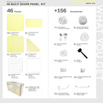 Yuzu Shapeshift Base 46-panel kit — what's included: 46 multi-shape panels + white connectors