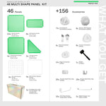 Mint Shapeshift Base 46-panel kit — what's included: 46 multi-shape panels + white connectors