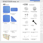 Royal Blue Shapeshift Base 46-panel kit — what's included: 46 multi-shape panels + white connectors