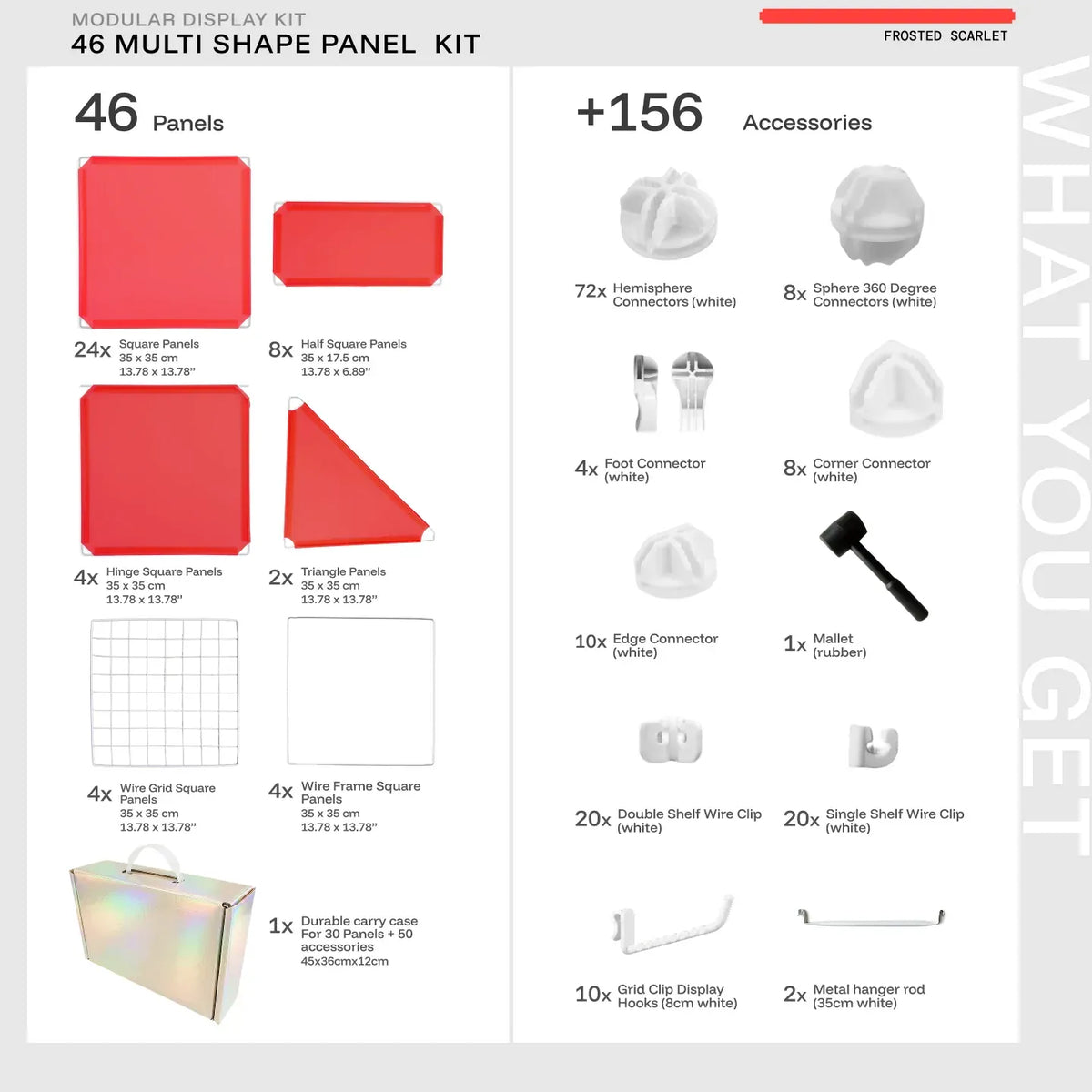 Scarlet Shapeshift Base 46-panel kit — what's included: 46 multi-shape panels + white connectors