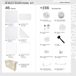 Snow White Shapeshift Base 46-panel kit — what's included: 46 multi-shape panels + white connectors