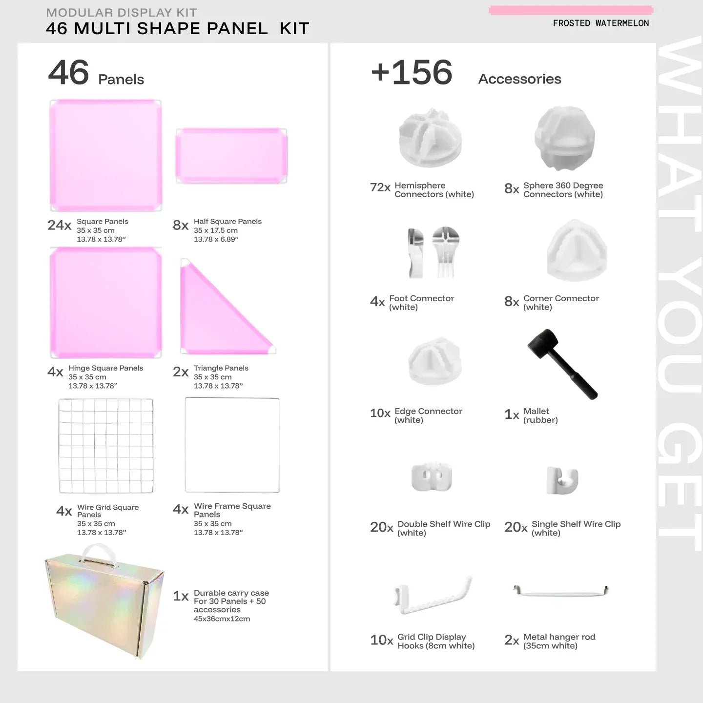 Watermelon Shapeshift Base 46-panel kit — what's included: 46 multi-shape panels + white connectors