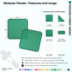 Artistbooths Frosted Forest Green panel shape range chart with square, triangle, half-square, door, grid and wire panels (35cm)