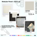 Artistbooths Frosted Ivory White panel close-ups showing frosted opacity under different lighting conditions