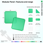 Artistbooths Frosted Jade Green panel shape range chart with square, triangle, half-square, door, grid and wire panels (35cm)
