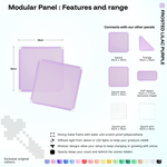 Artistbooths Frosted Lilac Purple panel shape range chart with square, triangle, half-square, door, grid and wire panels (35cm)