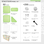 Frosted Avocado Shapeshift Max 92-panel kit — what's included: 92 multi-shape panels + 295 accessories