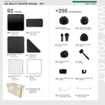 Frosted Fully Black Shapeshift Max 92-panel kit — what's included: 92 multi-shape panels + 295 accessories