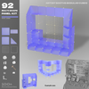 Artistbooths Frosted Lavender 92-panel modular booth assembled in 3D, with example display layouts