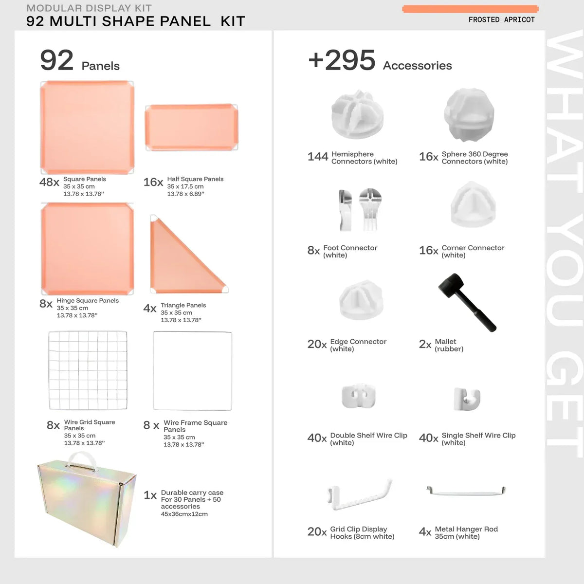 Frosted Apricot Shapeshift Max 92-panel kit — what's included: 92 multi-shape panels + 295 accessories