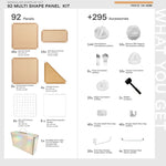 Frosted Tan Brown Shapeshift Max 92-panel kit — what's included: 92 multi-shape panels + 295 accessories