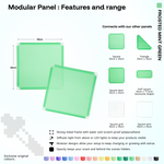 Artistbooths Frosted Mint Green panel shape range chart with square, triangle, half-square, door, grid and wire panels (35cm)