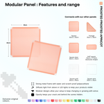 Artistbooths Frosted Apricot panel shape range chart with square, triangle, half-square, door, grid and wire panels (35cm)