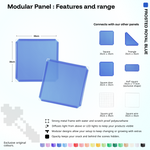 Artistbooths Frosted Royal Blue panel shape range chart with square, triangle, half-square, door, grid and wire panels (35cm)