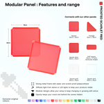 Artistbooths Frosted Scarlet Red panel shape range chart with square, triangle, half-square, door, grid and wire panels (35cm)