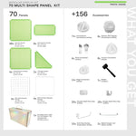 Frosted Avocado Shapeshift 70-panel kit — what's included: 70 multi-shape panels + 156 accessories