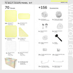 Frosted Yuzu Shapeshift 70-panel kit — what's included: 70 multi-shape panels + 156 accessories