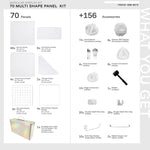 Frosted Snow White Shapeshift 70-panel kit — what's included: 70 multi-shape panels + 156 accessories
