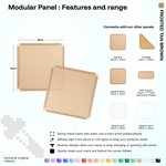 Artistbooths Frosted Tan Brown panel shape range chart with square, triangle, half-square, door, grid and wire panels (35cm)