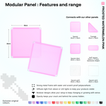 Artistbooths Frosted Watermelon Pink panel shape range chart with square, triangle, half-square, door, grid and wire panels (35cm)