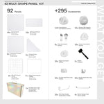 Snow White Shapeshift Max 92-panel kit — what's included: 92 multi-shape panels + 204 accessories