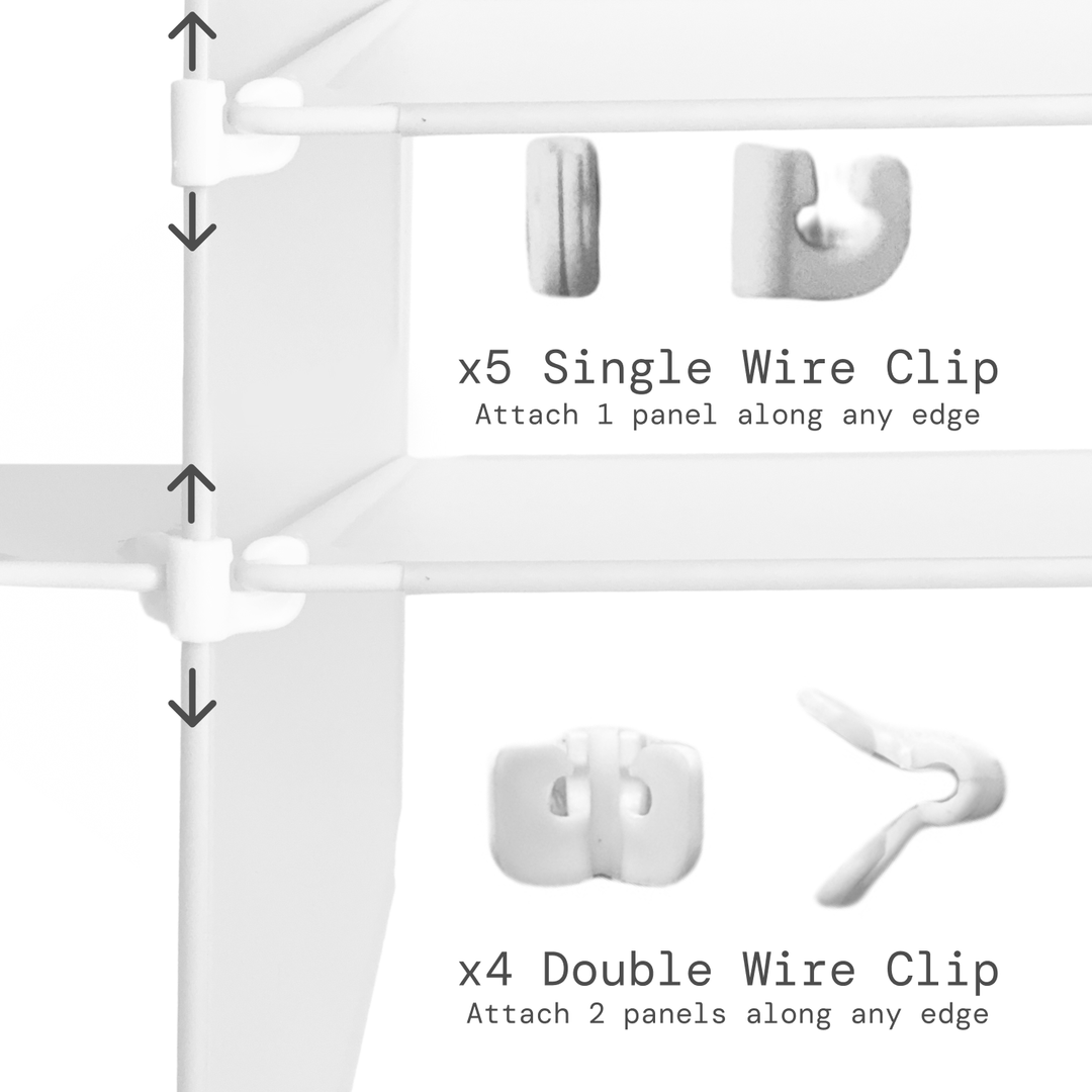 Mixed Single & Double Wire Shelf Clip 9 pack: 5 single wire clips and 4 double wire clips