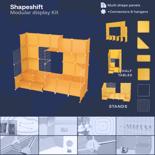 Amber Yellow Modular Artist Alley Display Booth Kit with Panels and Connectors