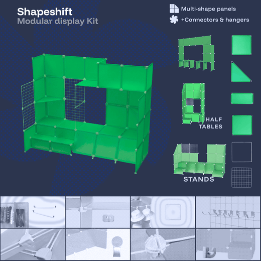 Jade Green Modular Artist Alley Display Booth Kit with Panels and Connectors