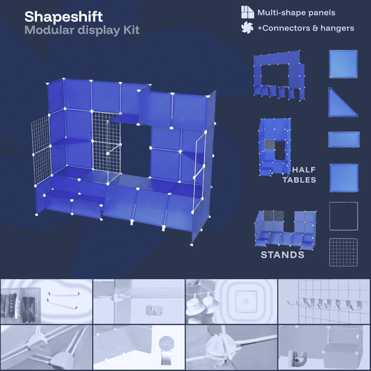Royal Blue Modular Artist Alley Display Booth Kit with Panels and Connectors
