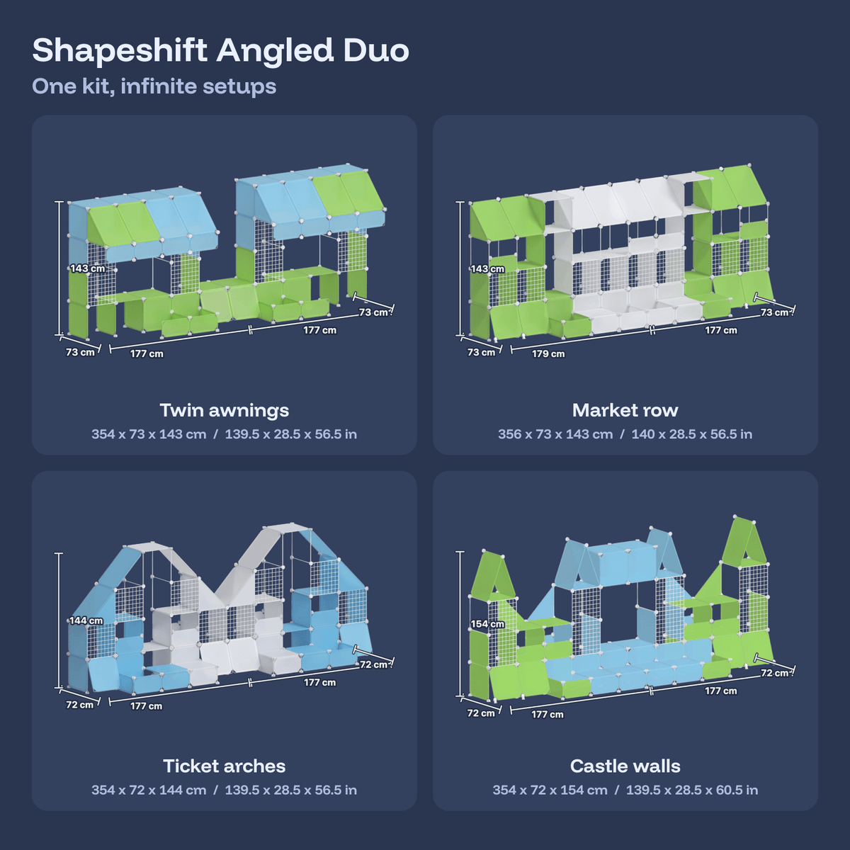 Angled Duo build size guide